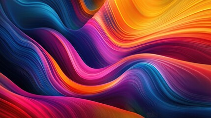 Fototapeta premium Vibrant Abstract Waves of Colorful Flowing Patterns in Vivid Shades of Blue, Orange, Purple and Red
