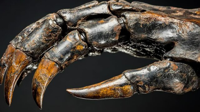 Detailed view of a fossilized dinosaur claw discovered in a remote excavation site during a daytime dig