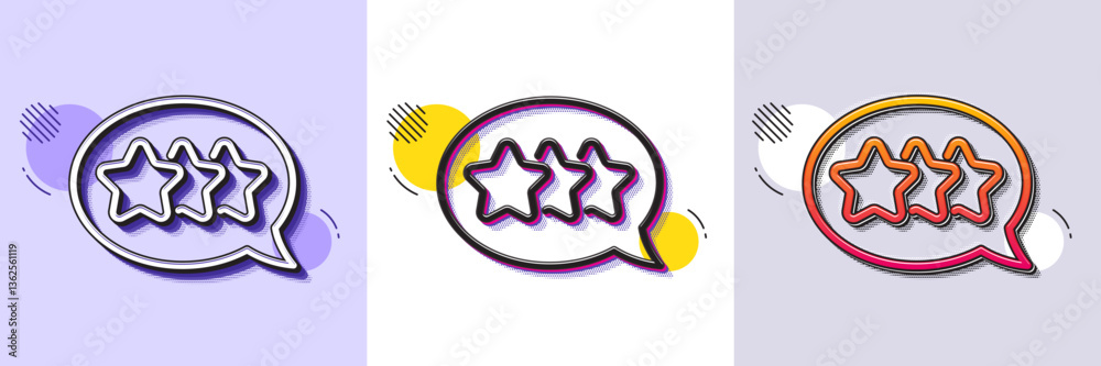 Poster stars line icon. halftone dotted pattern. gradient icon with grain shadow. feedback rating sign. cus