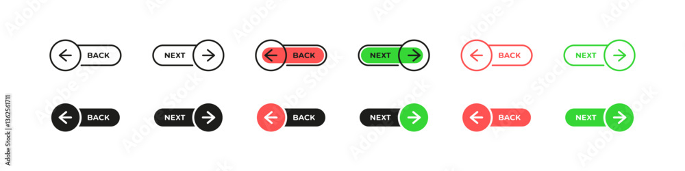 Wall mural next and back buttons with arrows. navigation control icons