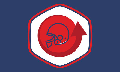 American football helmet. Game Day, playoff. American football design. Football Party in United States. Final game of regular season. Professional team championship. Sport poster design. Vector