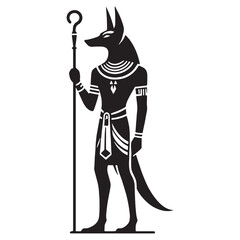 Mythical Anubis silhouette, keeper of ancient secrets - Anubis illustration - Anubis vector - Egyptian god silhouette - Egyptian silhouette

