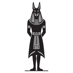 Watchful Anubis silhouette, ever-vigilant in the afterlife - Anubis illustration - Anubis vector - Egyptian god silhouette - Egyptian silhouette

