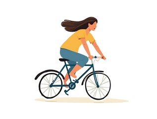 Obraz premium dynamic_yet_simple_illustration_of_a_woman_cycling_with_wind_effects_elegant_and_modern_on_white