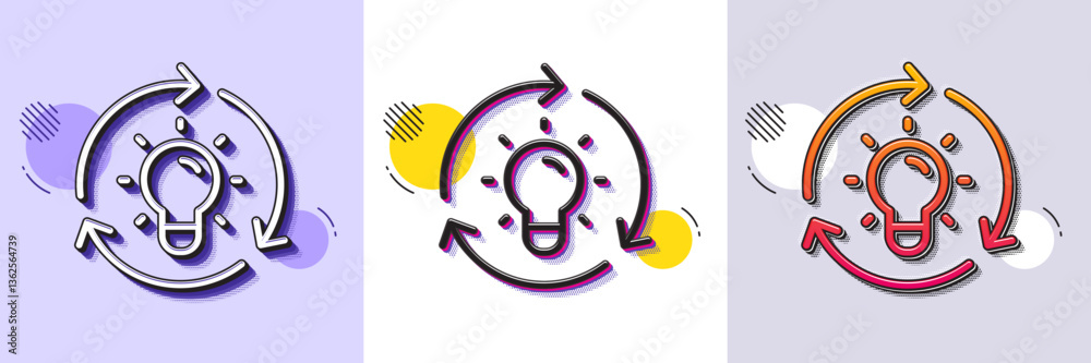 Poster idea line icon. halftone dotted pattern. gradient icon with grain shadow. lightbulb sign. core value
