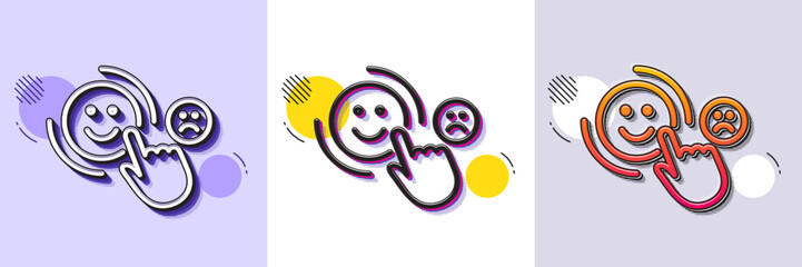 Customer satisfaction line icon. Halftone dotted pattern. Gradient icon with grain shadow. Positive feedback sign. Smile symbol. Line customer satisfaction icon. Various designs. Vector