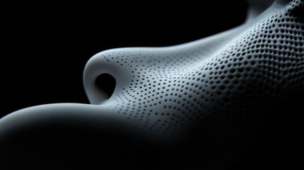 Obraz premium Abstract, textured, organic form. Close-up view of a sculpted, flowing shape with a patterned surface. The form appears soft and flowing, with subtle, intricate details