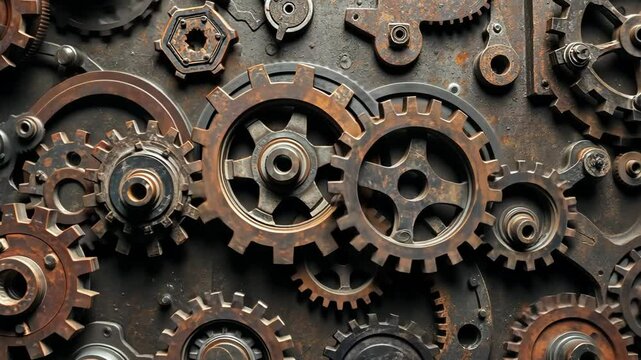 Close-up of interconnected rusty gears
Concept of machinery, interconnectedness, complexity
