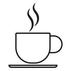 Simple coffee cup icon with steam editable stroke on transparent background vector illustration.