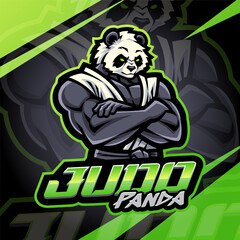 Judo panda esport mascot logo design