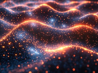 Obraz premium Glowing Particle Wave Abstract.