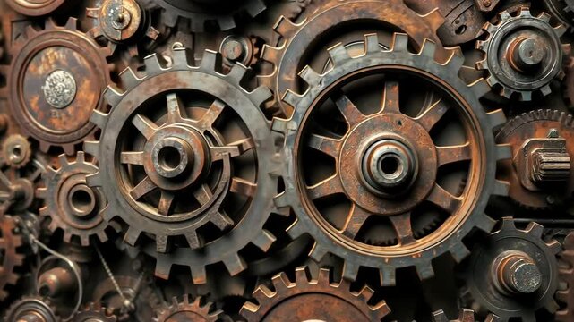 Close-up of interconnected rusty gears
Concept of machinery, interconnectedness, complexity