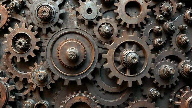 Close-up of interconnected rusty gears
Concept of machinery, interconnectedness, complexity