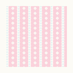 Pastel heart and floral stripes seamless pattern, blue and pink digital paper isolated on soft background