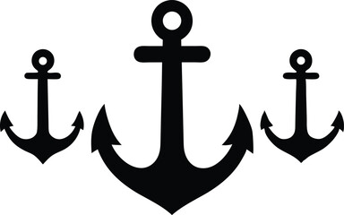 Ship anchor or boat anchor silhouette vector,anchor icon,anchor set