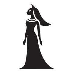 Elegant Bastet silhouette, symbol of protection and love - Bastet illustration - Bastet vector - Egyptian goddess silhouette - Egyptian silhouette

