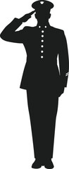 Military Officer Saluting Silhouette – Memorial Day Tribute Vector