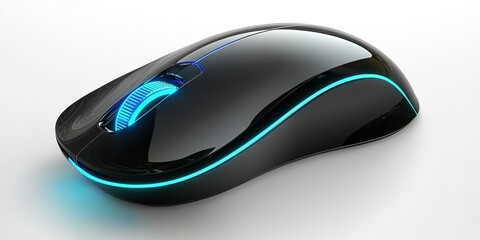 Sleek gaming mouse with blue LED lights designed for precision and comfort during long gaming sessions
