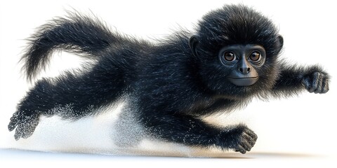 Obraz premium Young monkey runs playfully on a sandy surface in a lively display of agility and energy