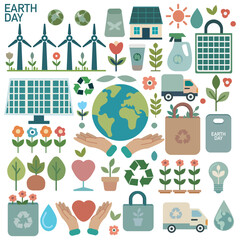 A set of vector illustrations dedicated to Earth Day. The set is ideal for environmental projects, sustainability campaigns, and educational materials.