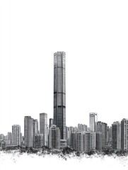Fototapeta premium Inkscape rendering of a contemporary metropolis with modern architecture