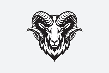  goat head Black and White Vector