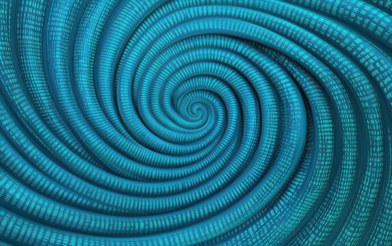 Dynamic Blue Swirl with Binary Code Patterns