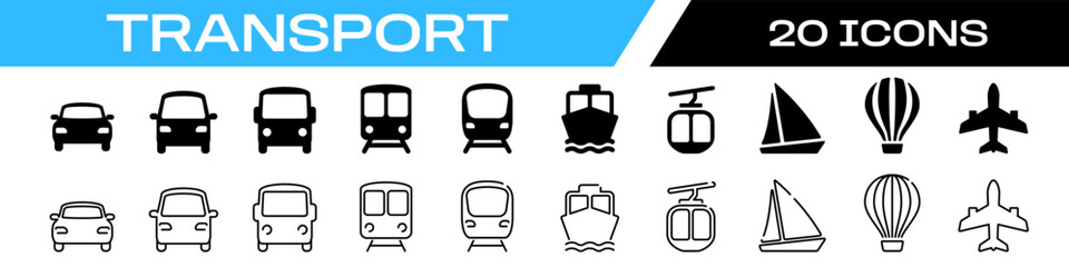 transport icon. Transportation icon set.