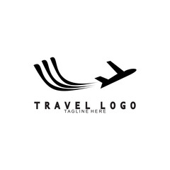 Travel Logo Design Template. Vector Icon of Travel by Airplane.