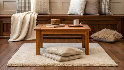 Scandinavian living room interior design cozy Scandinavian living room interior design with wooden furniture and soft textiles