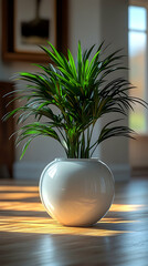 Indoor plant Sunny day Bright living room Decorative vase on a floor