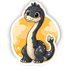 Fototapeta premium Adorable Cartoon Plesiosaur Sticker - Cute Dino Illustration