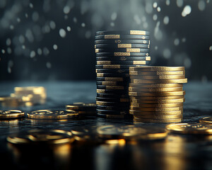 Casino chips close-up, casino scene