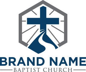 Obraz premium Church cross Anniversary logo design for download