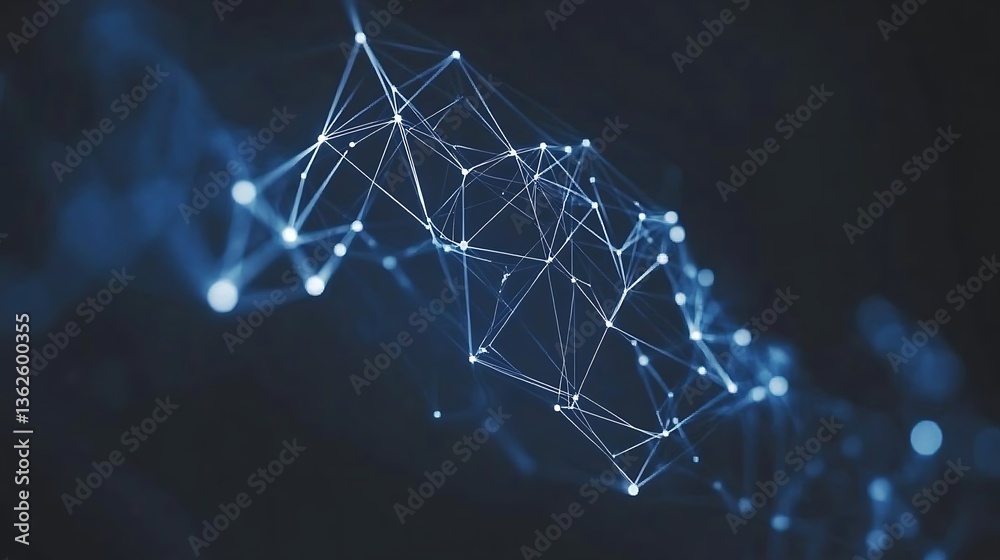 Poster abstract network visualization of data connection with poligonal structure