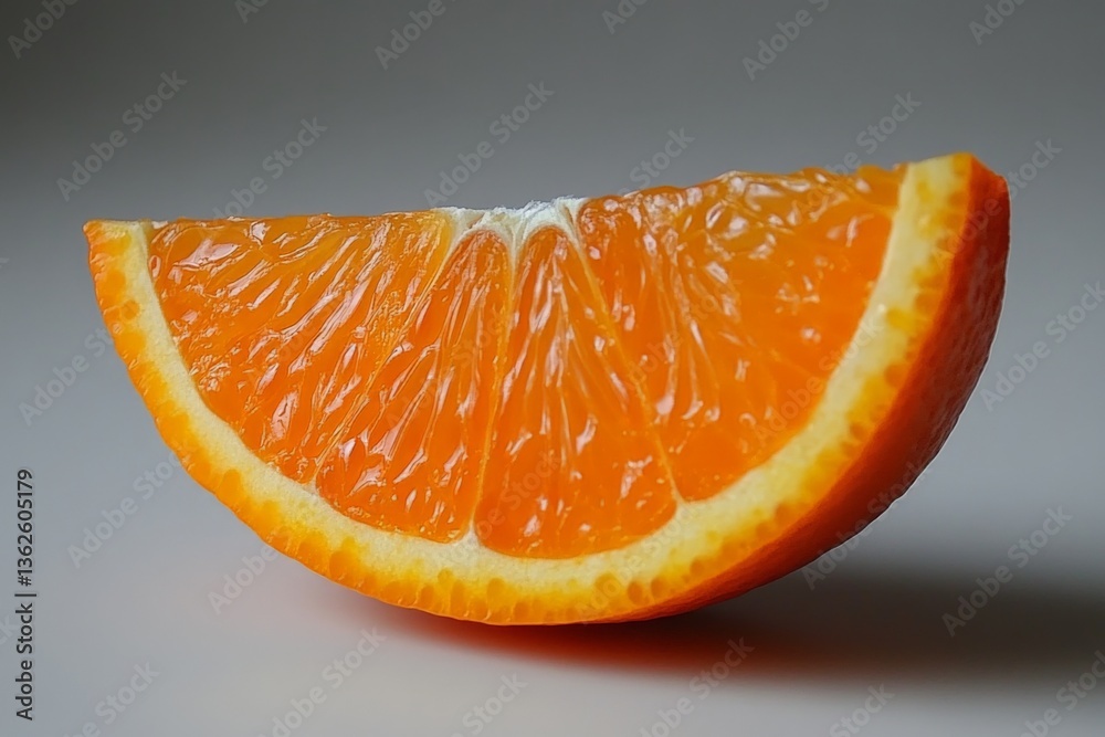 Aufkleber Fresh orange slice resting on a smooth surface showcasing vibrant color and texture under soft lighting