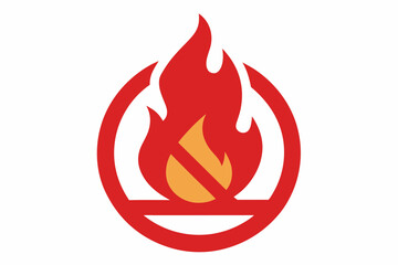 Red vector fire icon warning of flammable danger
