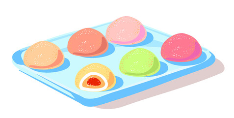 Mochi. Moti. Japanese traditional sweet soft dessert.