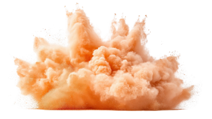 Soft Orange Powder Cloud Bursting Mid Explosion in Isolated Environment