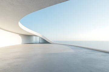 Obraz premium Minimalist architecture, curved lines, wide shots, concrete floors