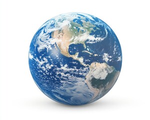 Fototapeta premium Earth Globe Showing North and South America Isolated on White Background