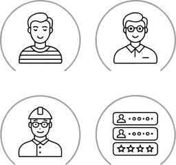User Account Icons Set Editable Stroke Vector Illustration