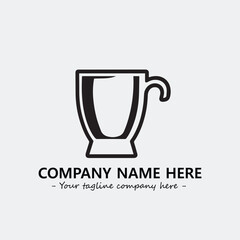 Cup illustration black and white for logo company vector image
