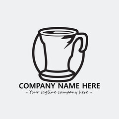 Cup illustration black and white for logo company vector image
