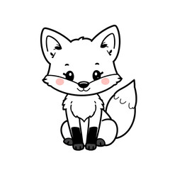 Obraz premium Cute Cartoon Fox Illustration White Fox Animal Clipart Baby Fox Kawaii Fox Vector Illustration