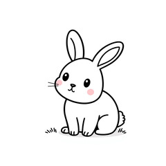 Obraz premium Cute White Bunny Rabbit Cartoon Illustration