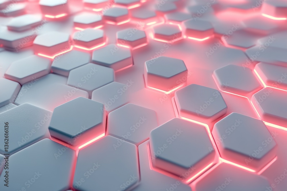 Aufkleber Hexagonal pattern with glowing lines in a futuristic design showcasing technology and innovation in digital art