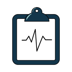 A vector clipboard with a heartbeat line illustration, representing health monitoring or medical records.