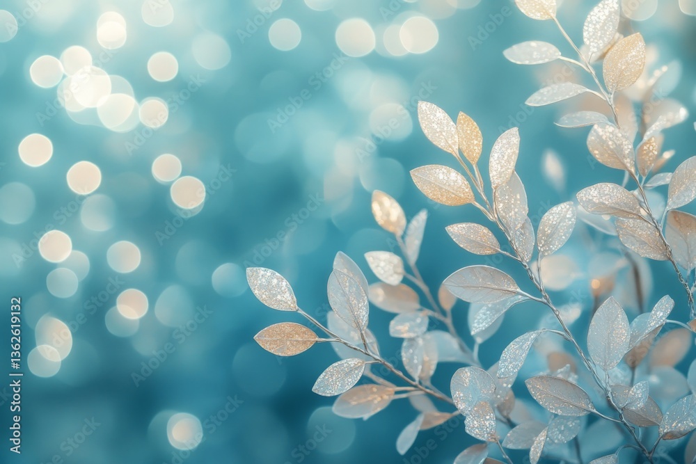 Aufkleber sparkling foliage against a blurred blue background creates a serene and enchanting atmosphere perfe