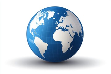 Globe featuring world map with blue oceans and white continents representing Earth's geography